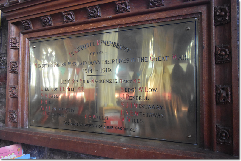 The War Memorial in Marldon Church