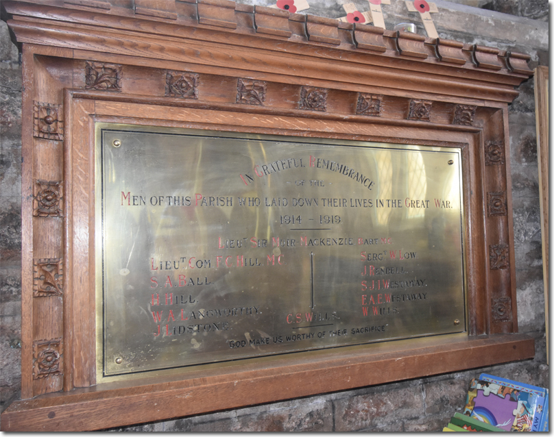 The War Memorial in Marldon Church